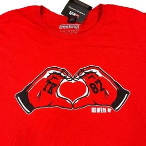 BreakingT Travis Kelce TK 87 Heart Hands‎ Taylor Swift Red Football T-Shirt